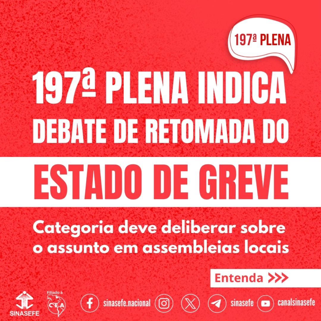 197ª PLENA indica debate de retomada do estado de greve